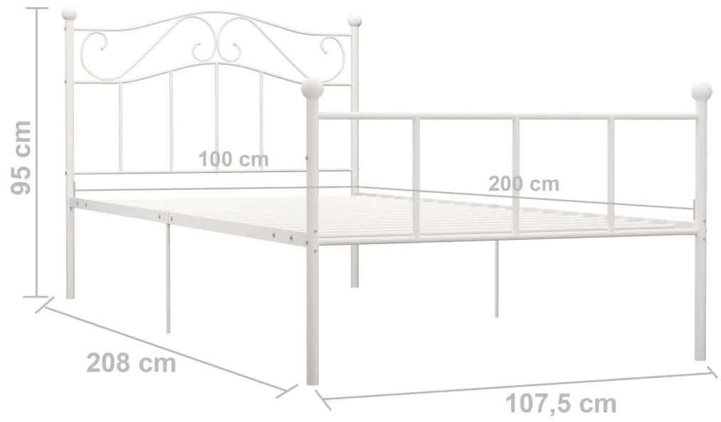 Estrutura de cama 100x200 cm metal branco