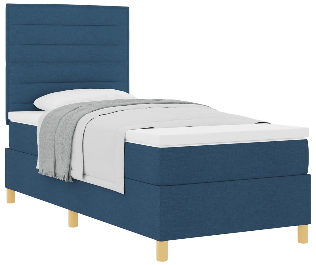 Cama com Box Spring Azul 90x200 cm Tecido