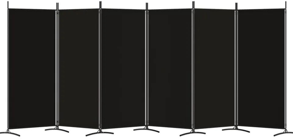 Divisória de quarto com 6 painéis 520x180 cm tecido preto