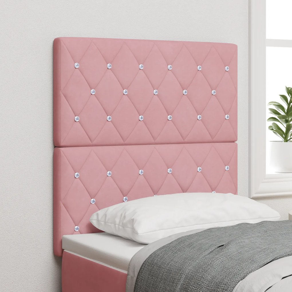 Cabeceira vidaXL Cristal Botão Tufted Rosa 80 cm Veludo, Cabeceira vid