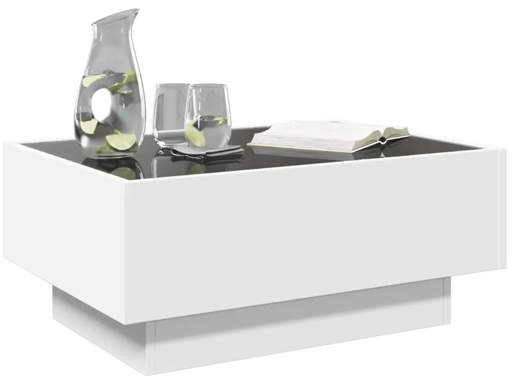 Mesa de centro c/ LEDs 70x50x30 cm derivados de madeira branco