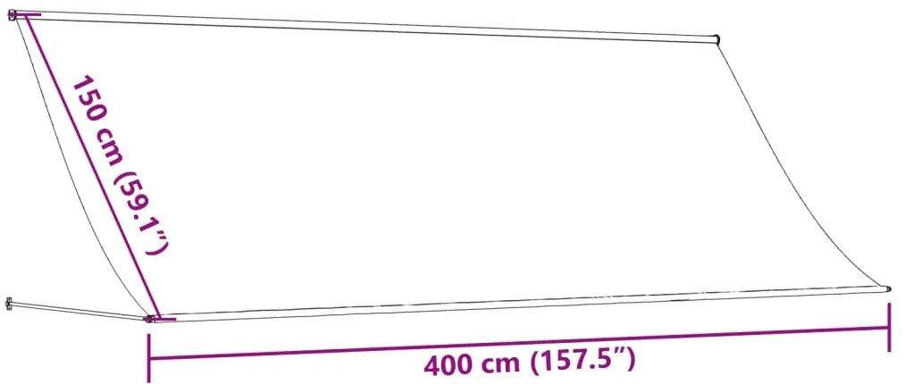 Toldo retrátil 400x150 cm tecido e aço antracite
