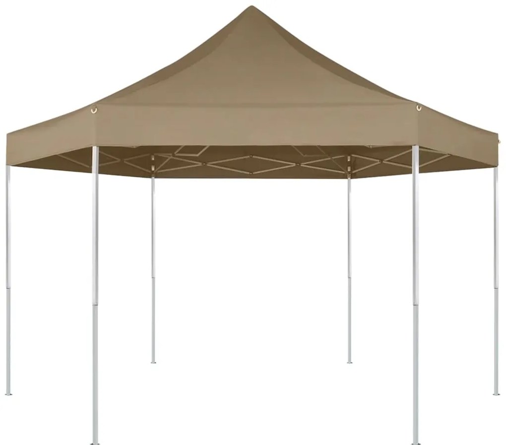 Tenda pop-up hexag. dobrável 3,6x3,1m 220g/m² cinza-acastanhado