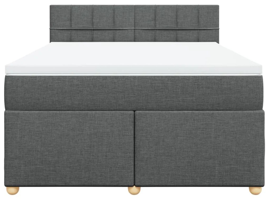 Cama com molas/colchão 140x190 cm tecido cinzento-escuro