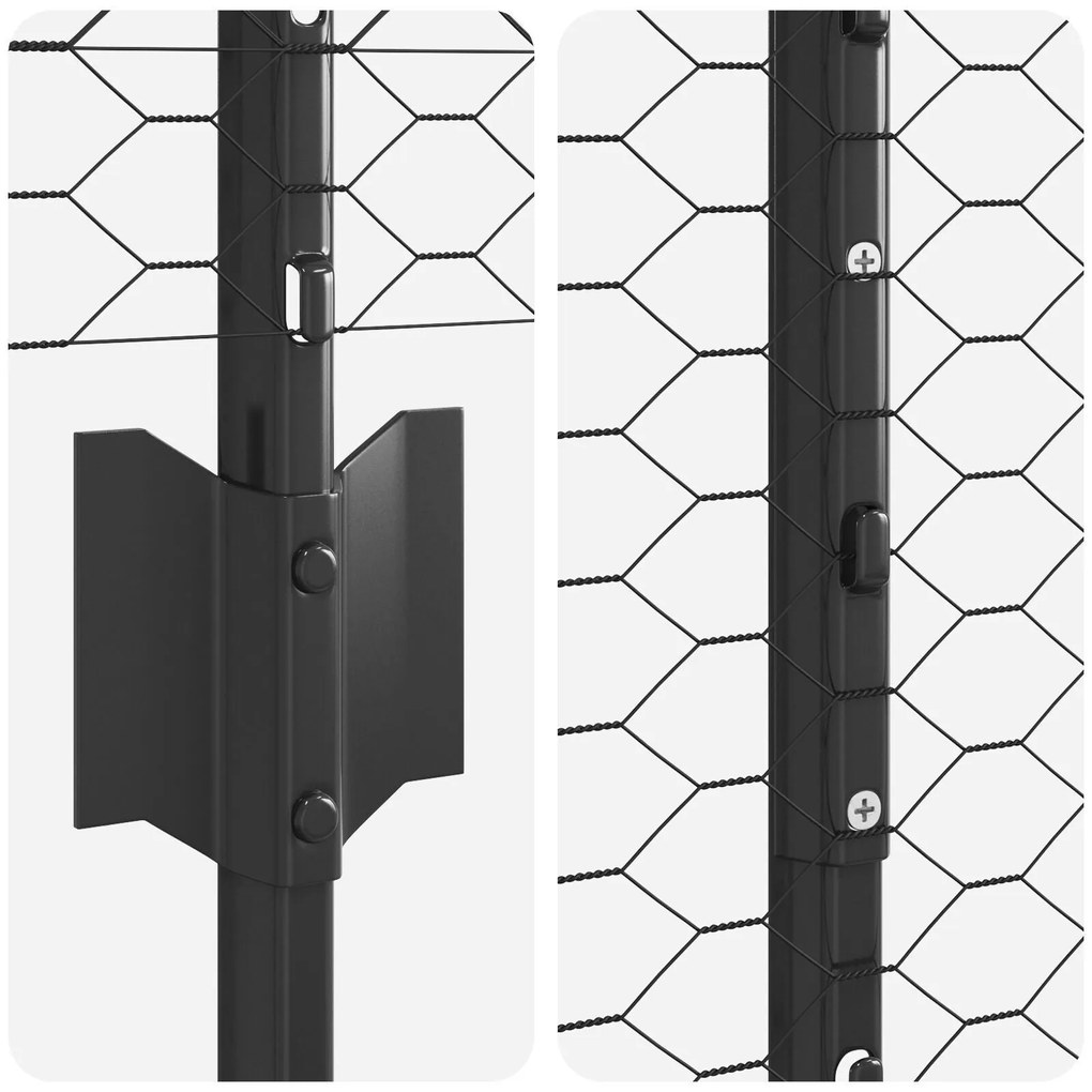Postes de Cerca vidaXL 22 pcs U-Channel Cinza 100 cm Aço, Cerca Hexago
