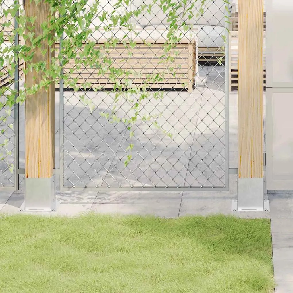 vidaXL Bases de poste quadradas 4 pcs prata 101x101mm aço galvanizado