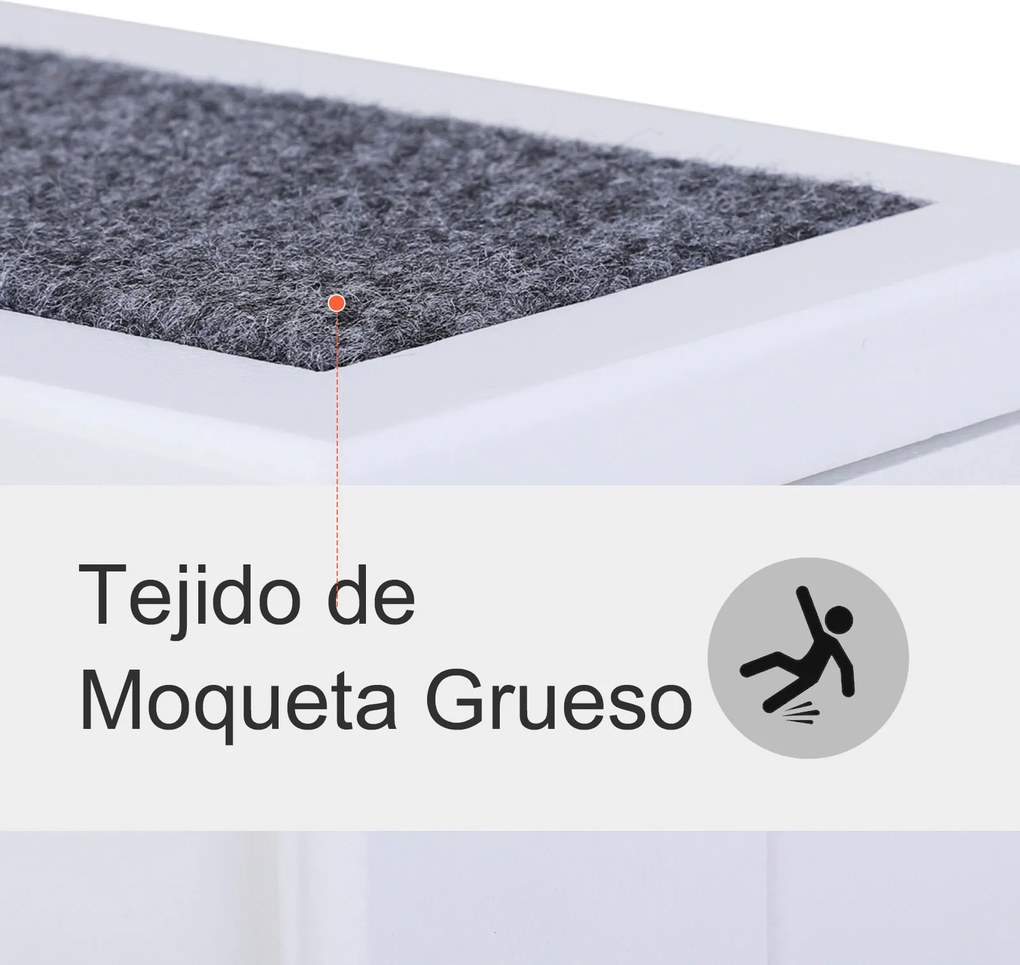 Escada para Animais de Estimação de 3 Degraus com Armazenamento e Tapete Antiderrapante 40,5x44,5x38 cm Branco
