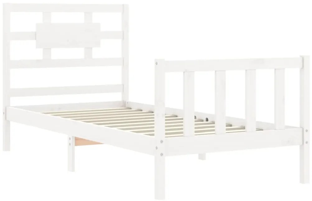 Cama sem colchão 90x200 cm madeira de pinho maciça branco