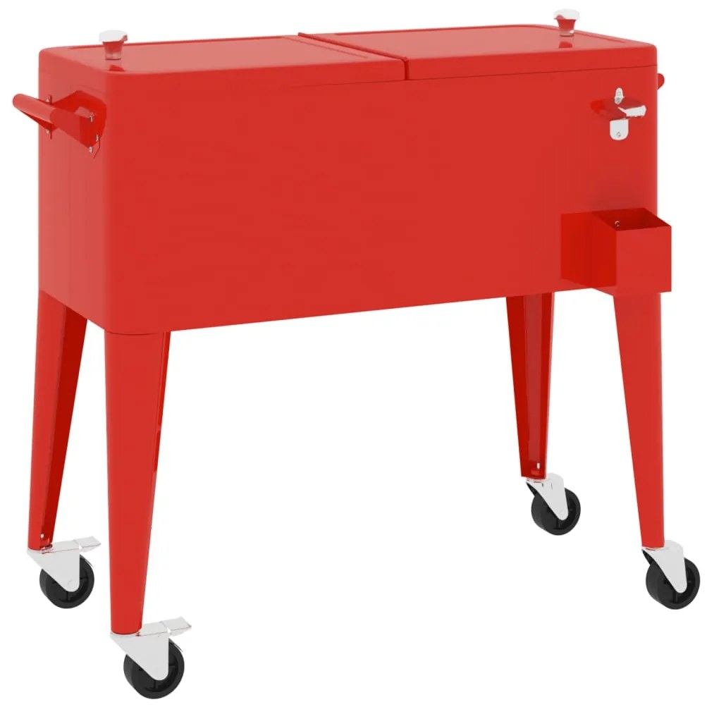 Carrinho refrigerador com rodas 92x43x89 cm vermelho