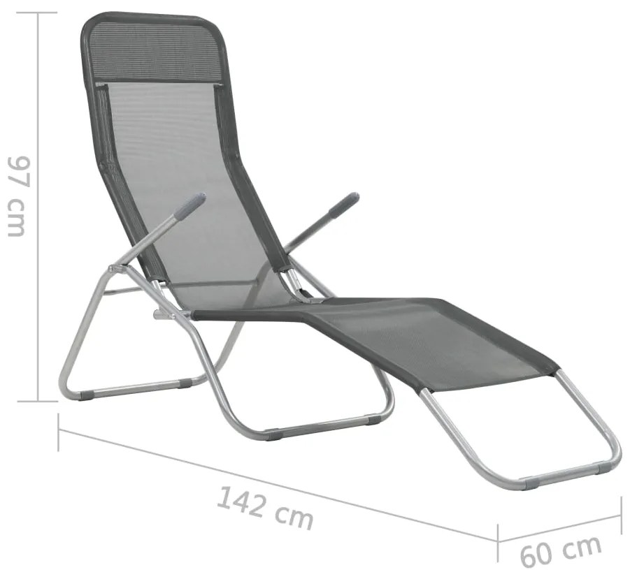 Espreguiçadeiras dobráveis 2 pcs textilene antracite