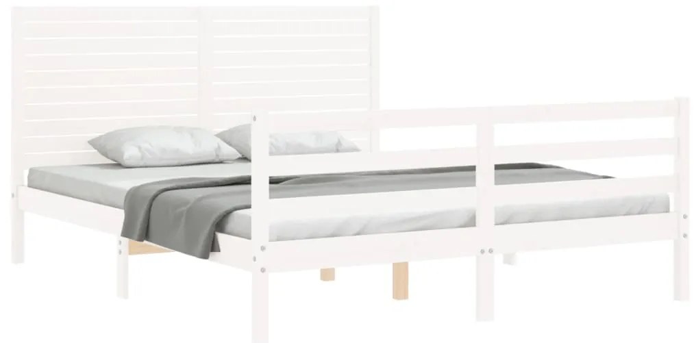 Estrutura de cama com cabeceira 160x200 cm madeira maciça