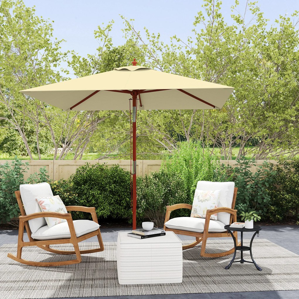 Chapéu de Sol de Jardim 200x150x235cm Chapéu de Sol Retangular Incliná