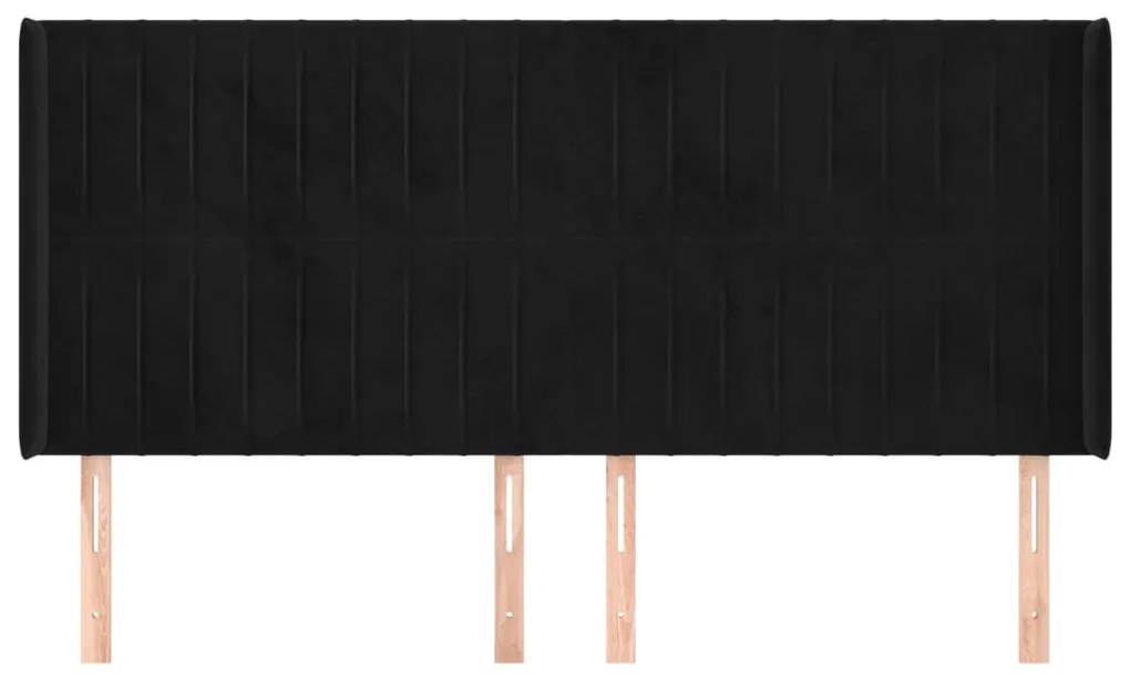 Cabeceira de cama c/ abas veludo 163x16x118/128 cm preto
