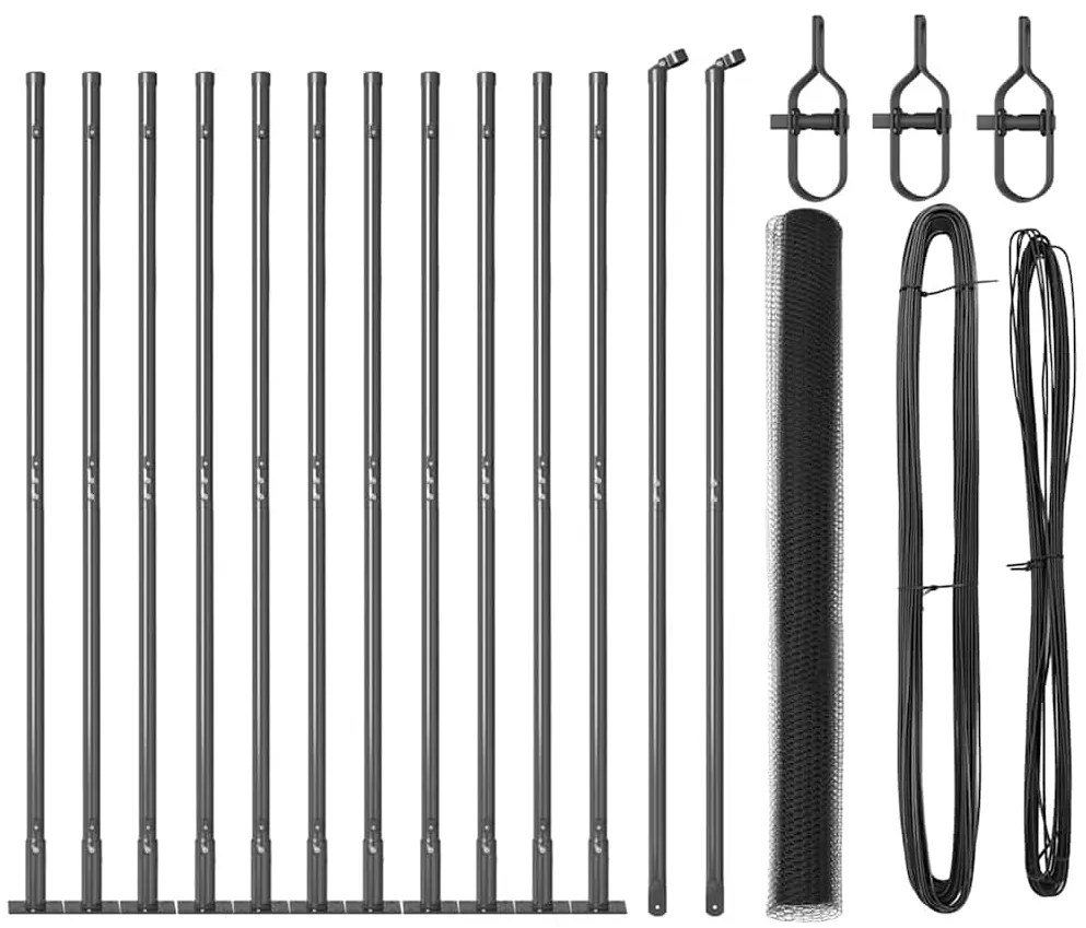 Conjunto de Cercas Conjunto de 2 Cinza Metal 25 x 1.5 m Durável