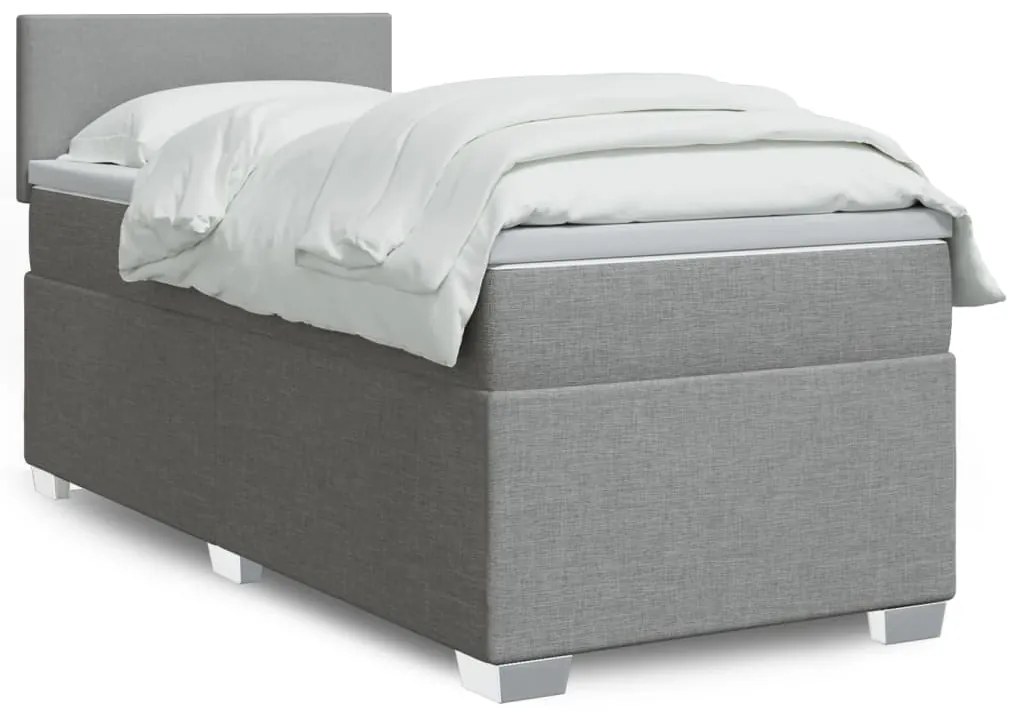 Cama com molas/colchão 90x190 cm tecido cinzento-claro