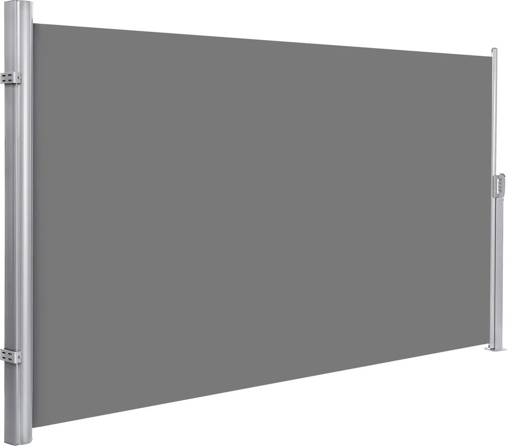 Toldo lateral 180 x 350 cm com caixa em liga de alumínio, extensível, opaco cinzento