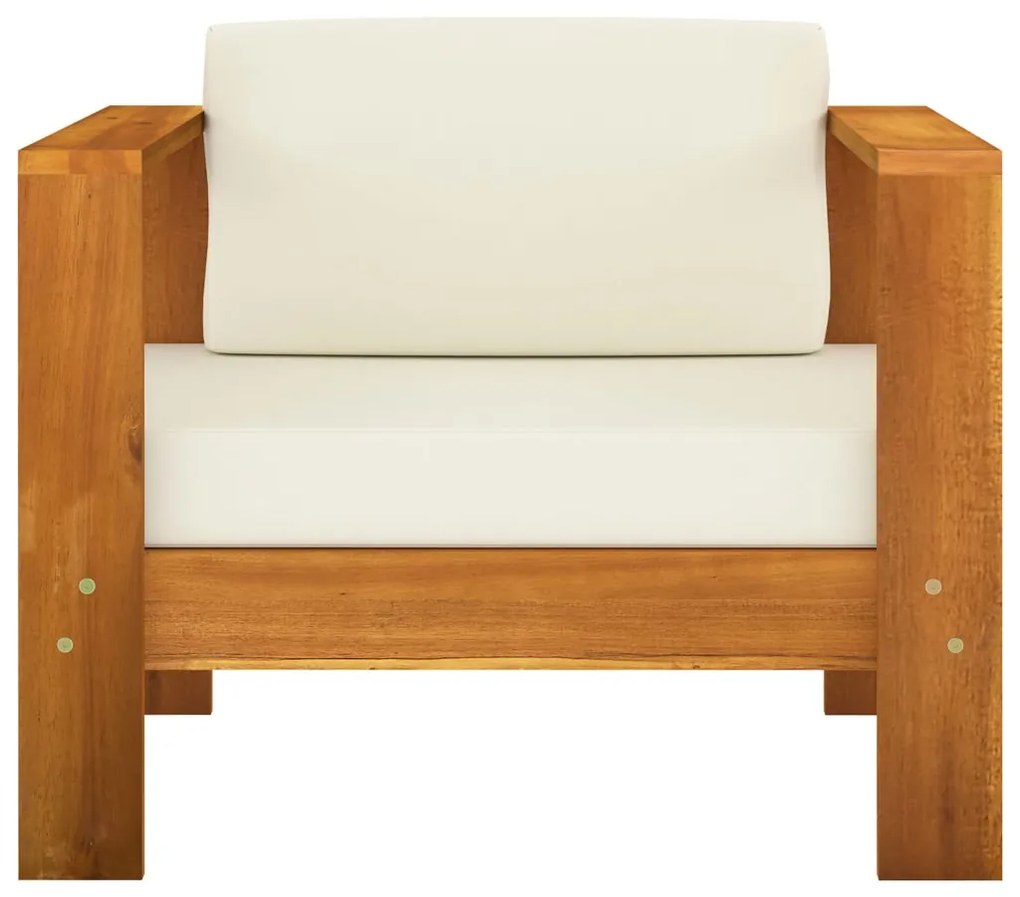 9 pcs conj. lounge de jardim c/ almofadões branco nata acácia