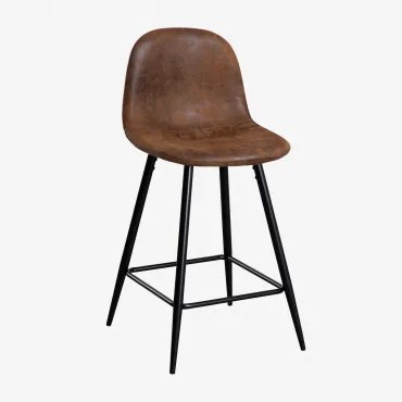 Pacote De 2 Bancos Altos Em Imitação De Couro Glamm Preto & Café Vintage & ↑65 Cm - Sklum