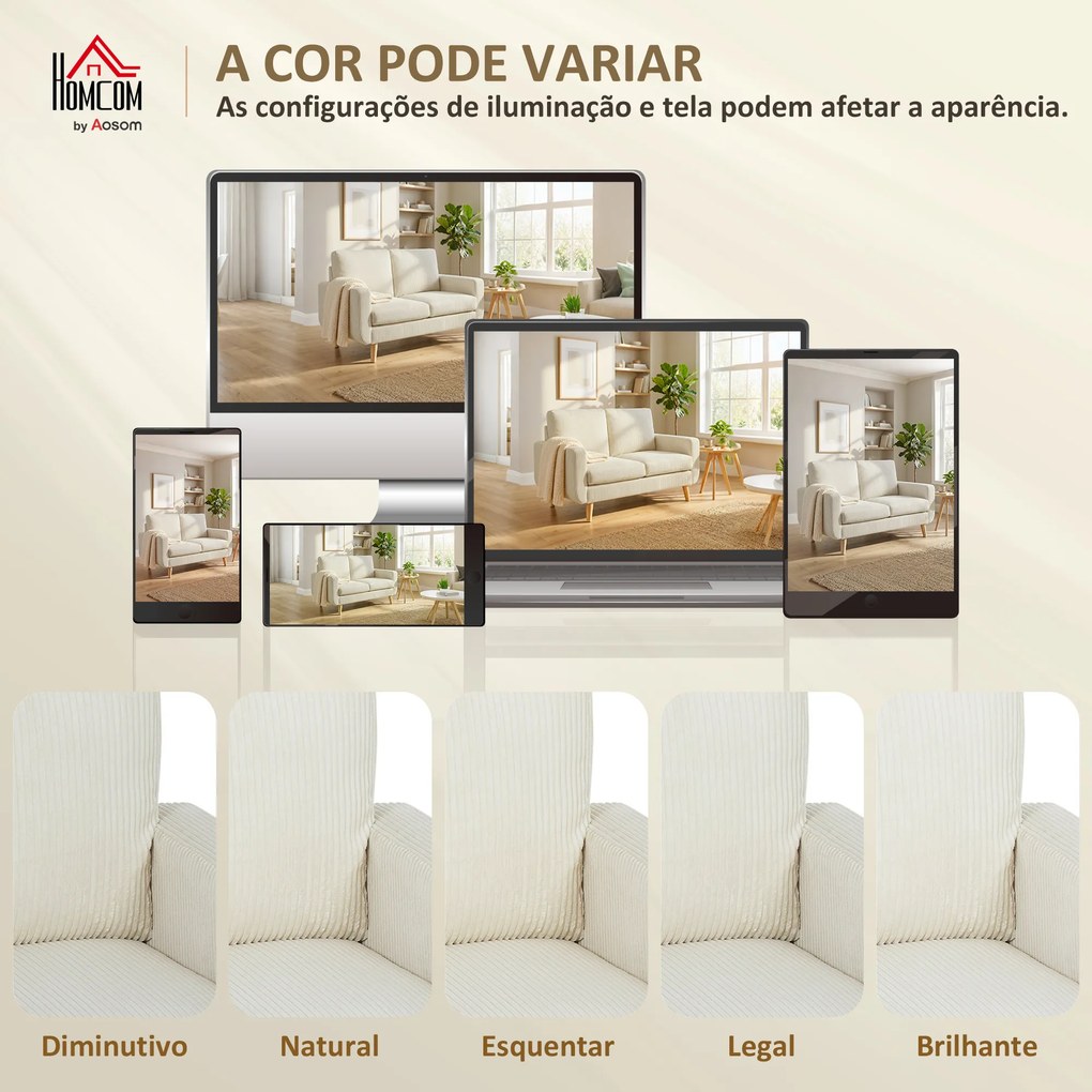 Sofá de 2 Lugares em Veludo 134 cm com Pés de Madeira Encosto Espesso Sofá Moderno para Sala Quarto Creme