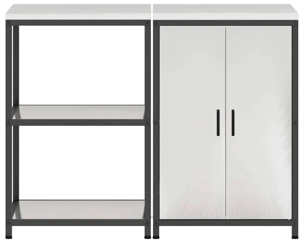 Conjunto de Armazenamento de Cozinha com prateleira 2 pcs Prata