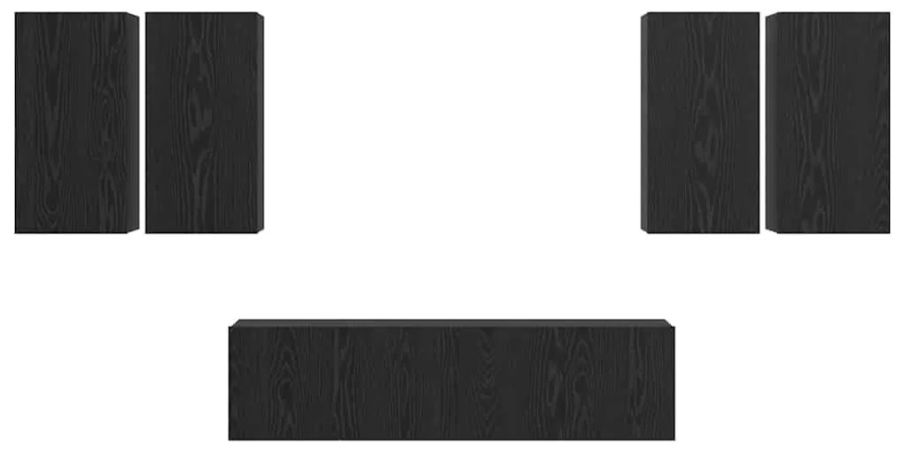 Conjunto de móvel de TV 6 pcs Carvalho Preto 60 x 30 x 30 cm