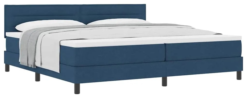Cama Box Spring com Colchão Azul 200x200 cm Tecido