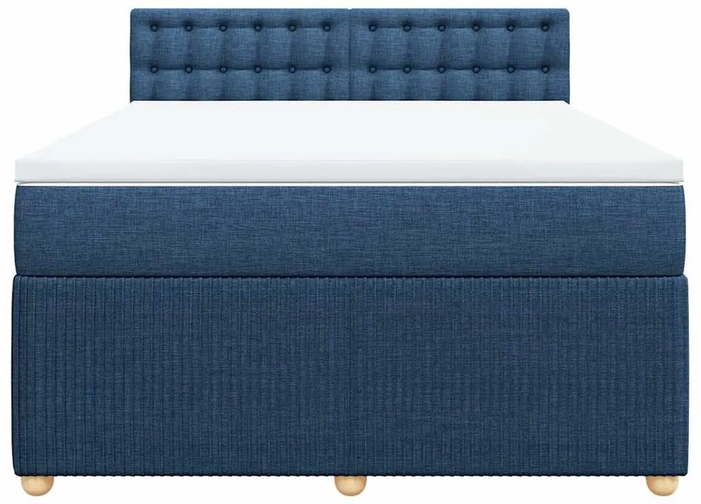Cama com molas/colchão 140x190 cm tecido azul
