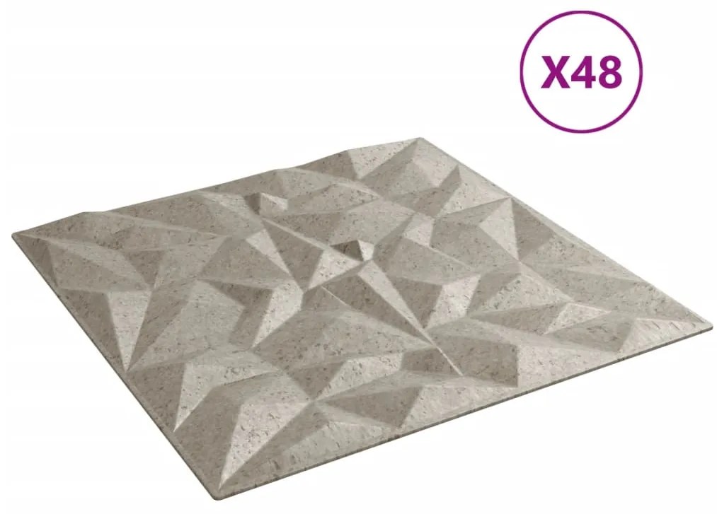 Painéis de parede 48 pcs 50x50 cm 12m² XPS ametista betão