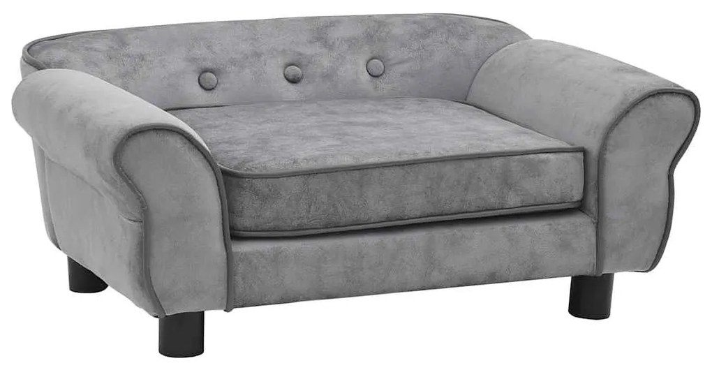 vidaXL Sofá para cães 72x45x30 cm pelúcia cinzento