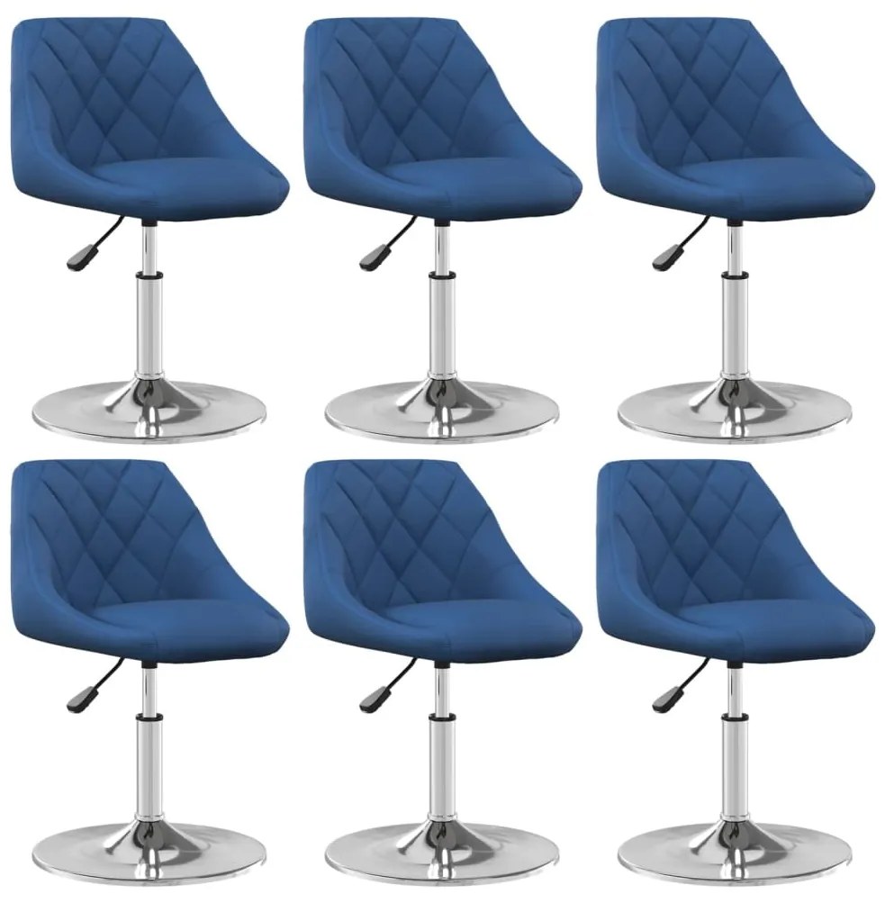Cadeiras de jantar giratórias 6 pcs veludo azul