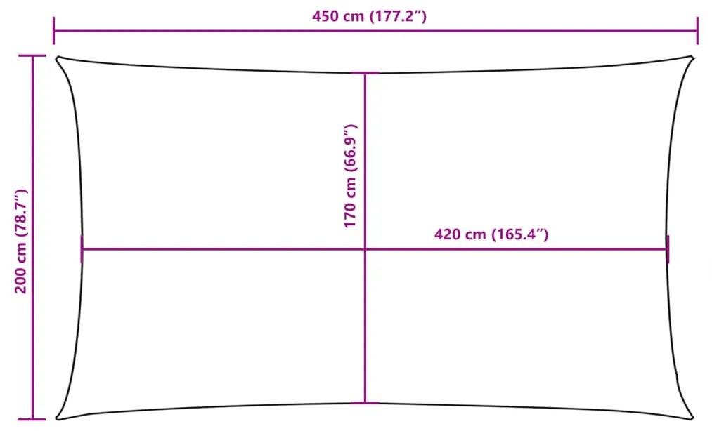 Para-sol vela tecido oxford retangular 2x4,5 m verde-escuro
