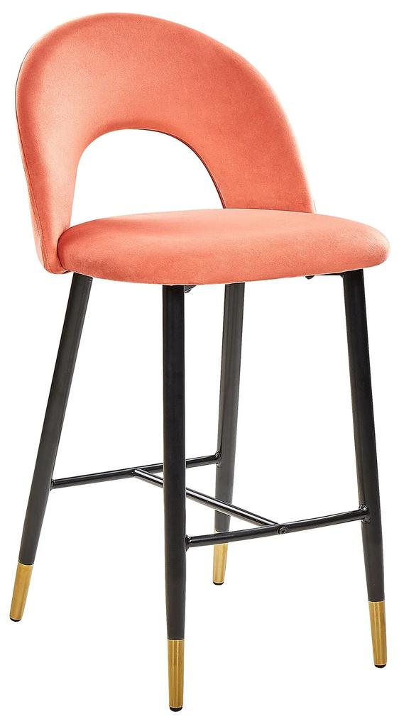 Conjunto de 2 cadeiras de bar em veludo rosa coral FALTON Beliani