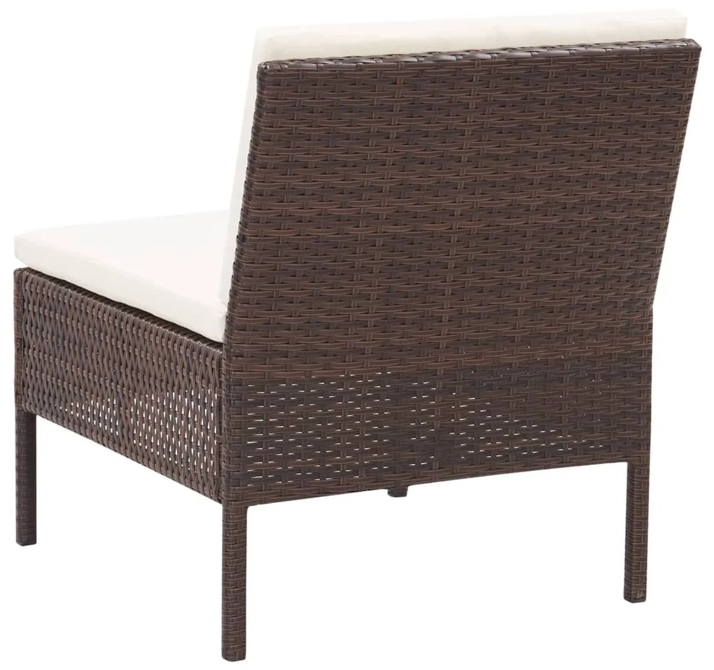 3 pcs conjunto lounge jardim c/ almofadões vime PE castanho