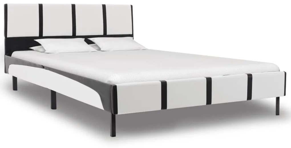 280283 vidaXL Estrutura de cama 120x200 cm couro artificial branco e preto