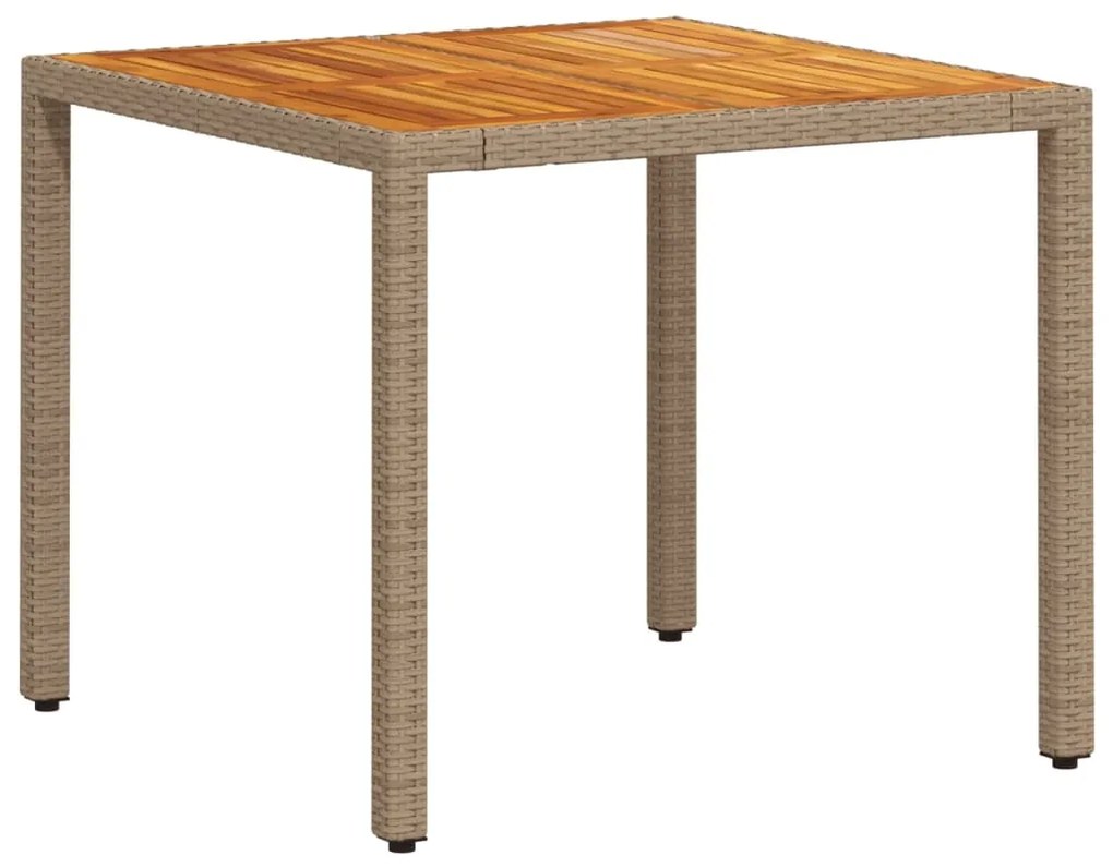 3 pcs conjunto jantar jardim c/ almofadões vime PE/acácia bege