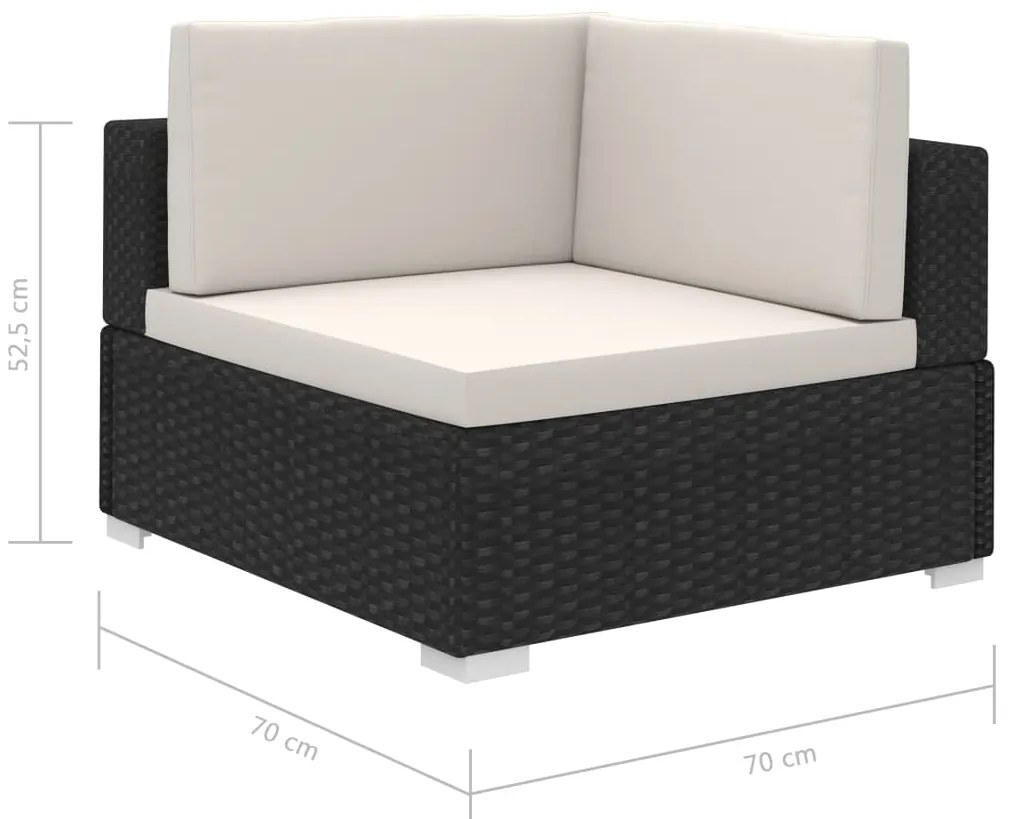12 pcs conjunto lounge de jardim c/ almofadões vime PE preto