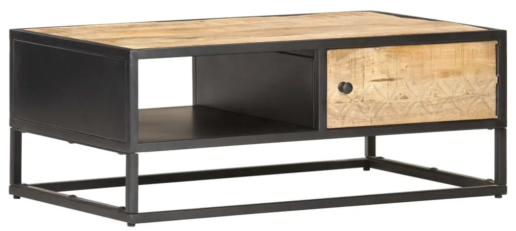 Mesa de centro c/ porta esculpida 90x55x36 cm mangueira áspera