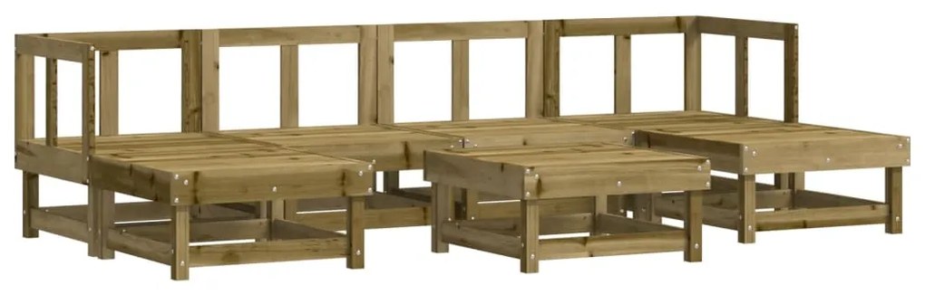 7 pcs conjunto lounge de jardim c/ almofadões pinho impregnado