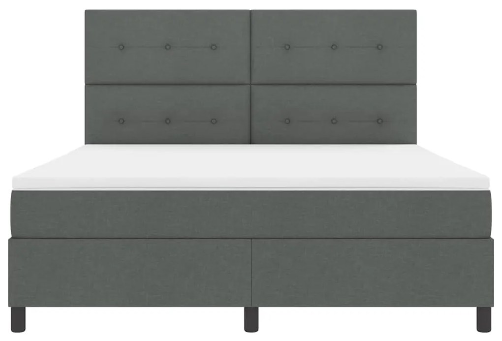 Cama Box Spring com Colchão e LED - Cinza Escuro, 180 x 200 cm Tecido
