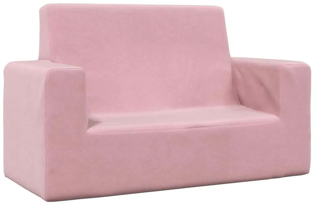 Sofá infantil de 2 lugares pelúcia rosa