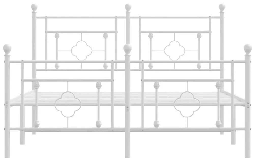 Estrutura de cama com cabeceira e pés 140x200 cm metal branco