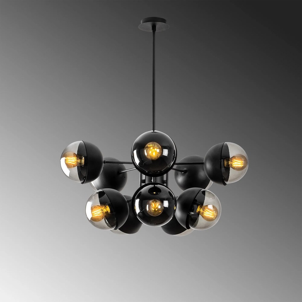 Candeeiro de Teto Karsor – Preto – 68 x 68 cm