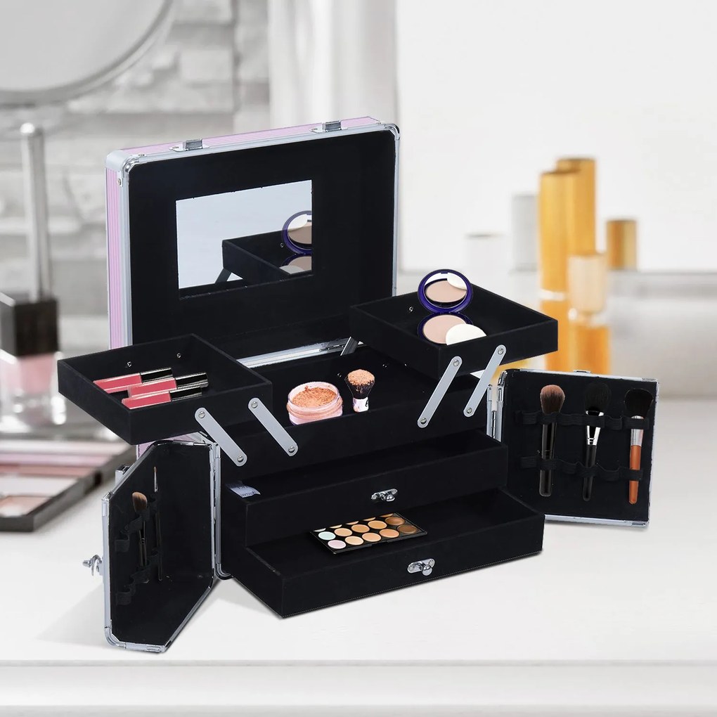 ® Mala para Maquilhagem Organizador Cosméticos Profissional 29x21x20cm
