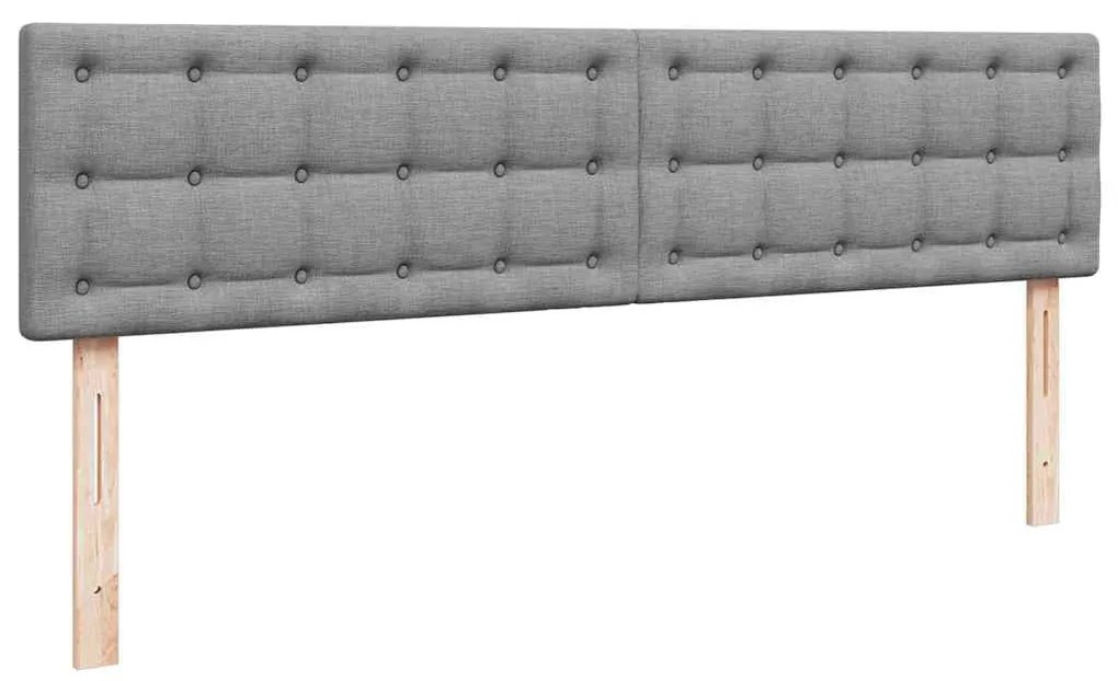 Cama Otomana com colchão &amp; LEDs 180x200cm tecido cinzento claro