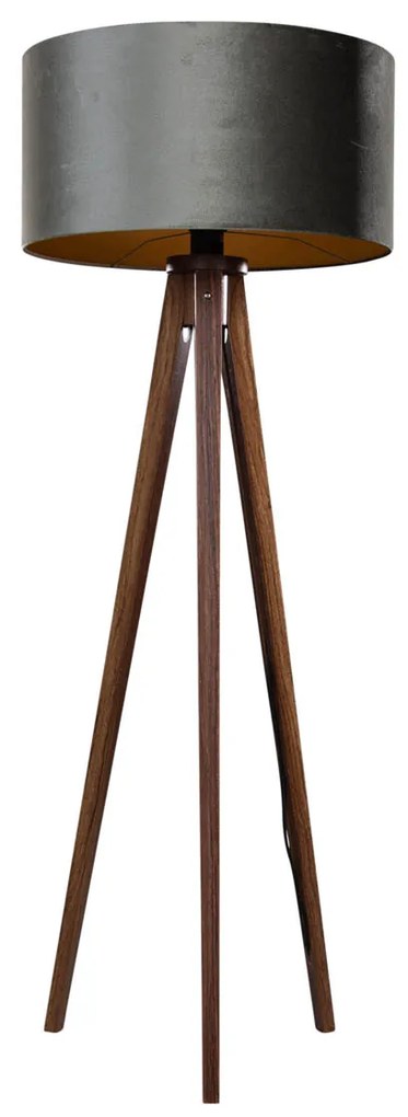 Vloerlamp tripod walnoot hout met velours kap groen 50cm - Tripod Classic Clássico / Antigo,Rústico