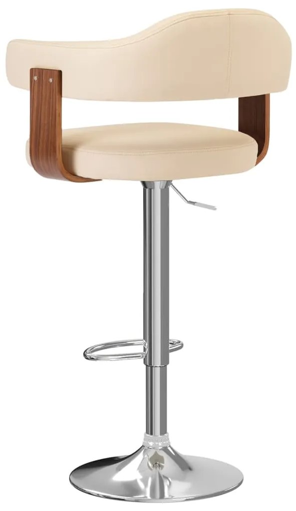 Bancos de bar 2 pcs madeira curvada e couro artificial creme