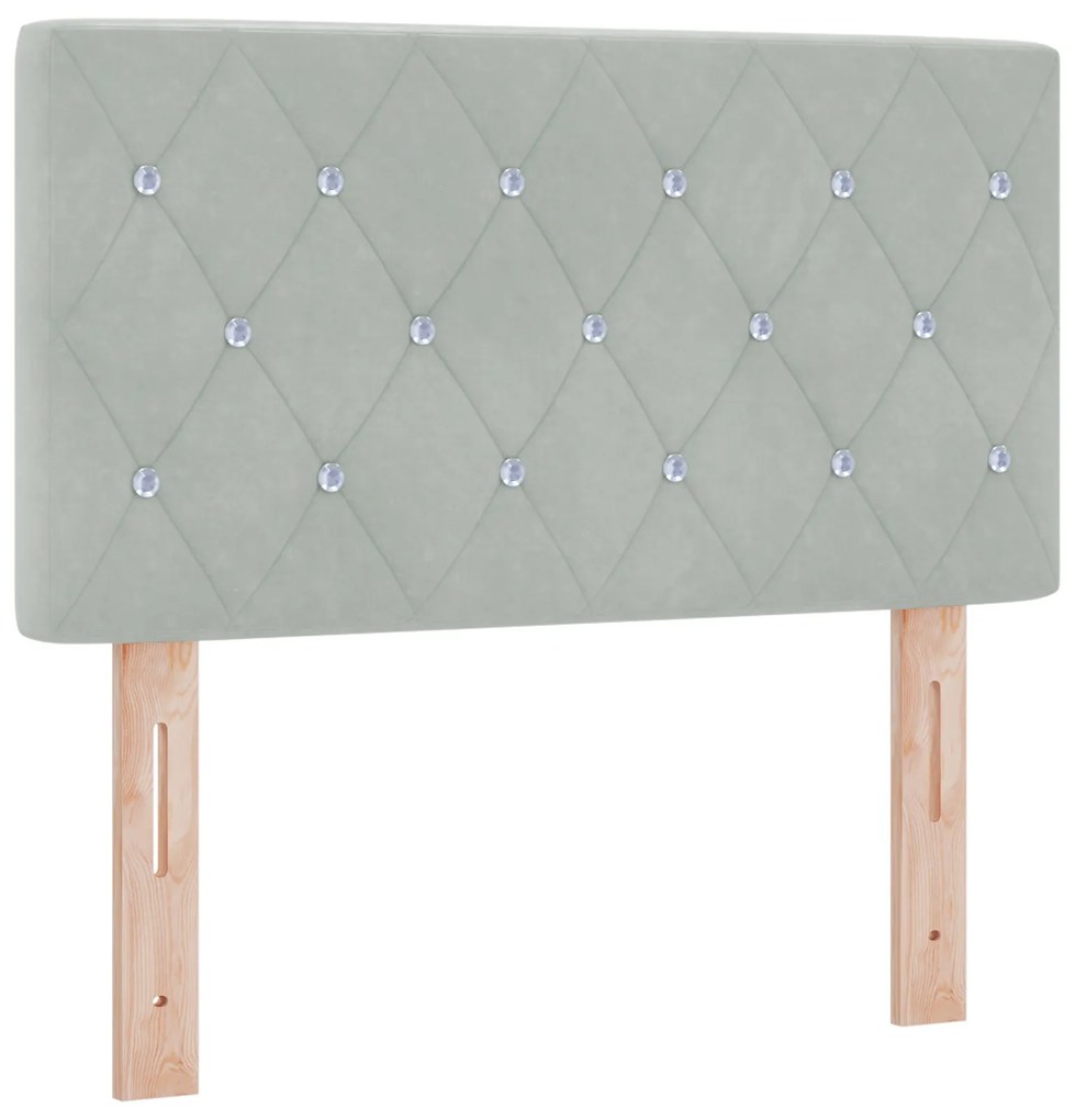 Cama Box com Colchão vidaXL Cinza Claro 80x200 cm Veludo