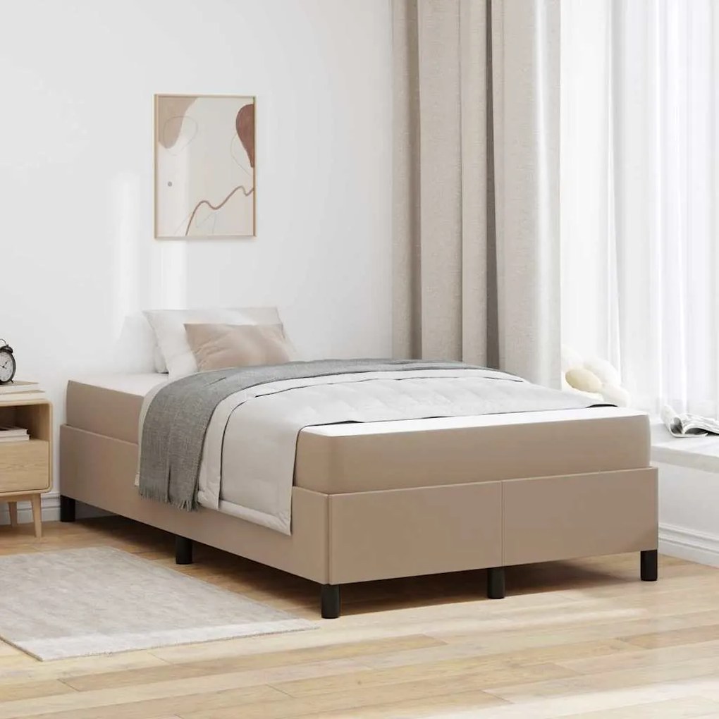 vidaXL Estrutura da Cama com colchão Cappuccino 120 x 200 cm tecido