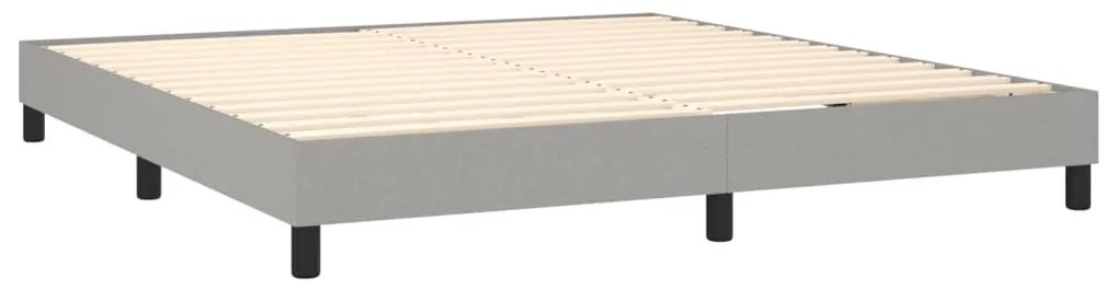 Cama box spring c/ colchão e LED 160x200 cm tecido cinza-claro