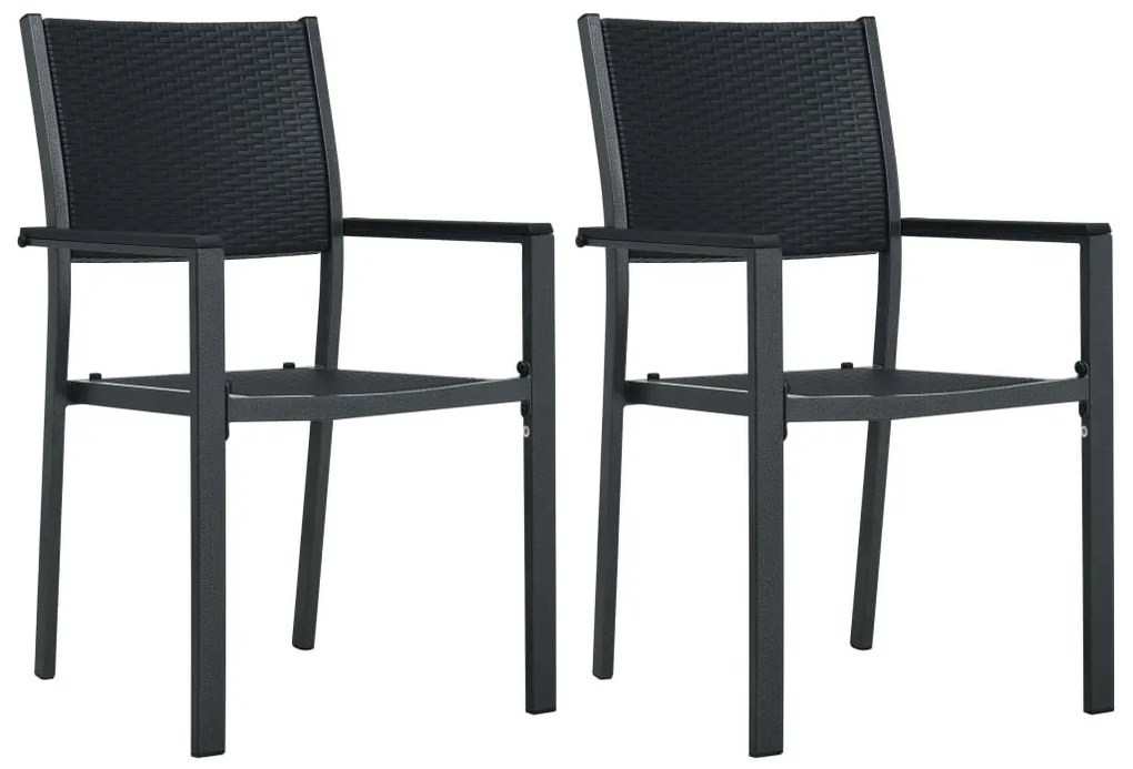 vidaXL Cadeiras jardim 2 pcs plástico preto aspeto vime